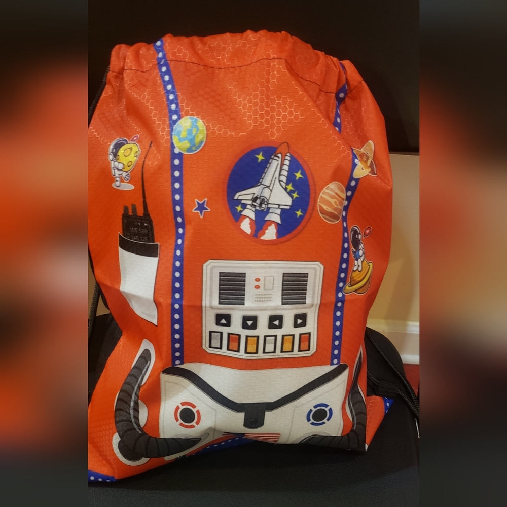 Orange - NASA string back pack with 3 Patches NNU